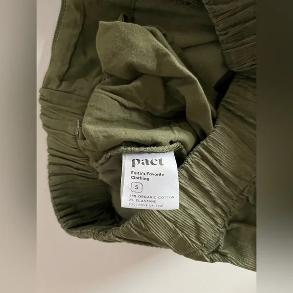 PACT Women’s Modern Corduroy Wide Leg High Waist Pant in Olive Green size small - Picture 4 of 7